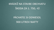 Zlodeji ukradli zo staveniska 900 litrov nafty