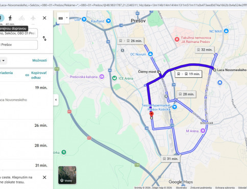 Cestovné poriadky MHD v Prešove sú dostupné už aj na Mapách Google