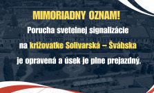 Porucha semaforov v Prešove na križovatke Solivarská – Švábska je odstránená