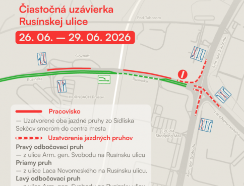 Rusínsku ulicu v Prešove čaká víkendové dopravné obmedzenie